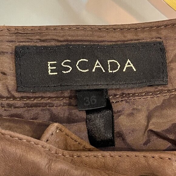 Escada Lamb Nubuck Leather‎ Ankle Pants Brown Size 36 / US 6 - Picture 10 of 13